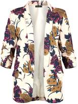 Thumbnail for your product : boohoo Plus Sleeve Floral Fitted Blazer