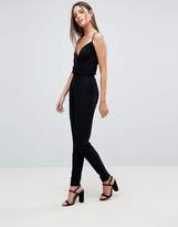 Thumbnail for your product : ASOS Tall DESIGN Tall cami wrap jumpsuit with peg leg