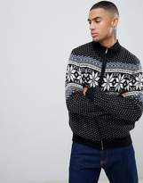Thumbnail for your product : ASOS Heavyweight Fairisle Track Jacket In Black