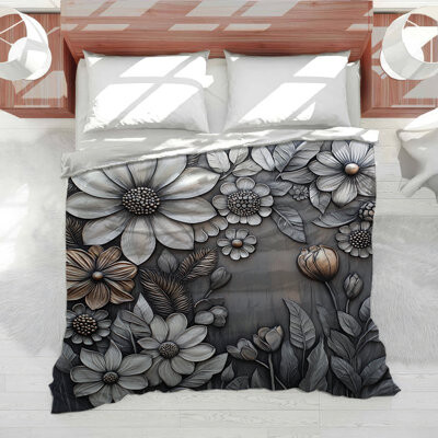 VisionDecor Embossed Flowers Bedding Wall Decor Comforter Gothic