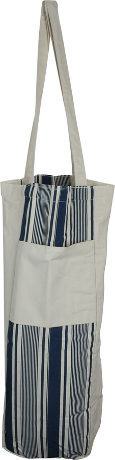 25" Blue and White Striped Hanging Storage Tote Bag