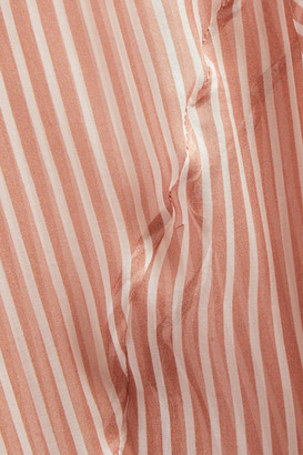 Each X Other Gathered Striped Silk-chiffon Maxi Shirt Dress