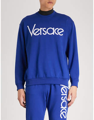 Versace Logo-embroidered cotton-jersey sweatshirt