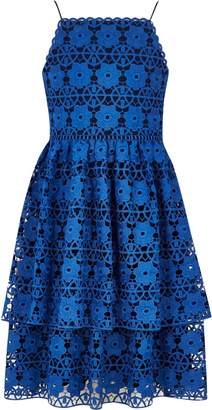 River Island Girls Blue tiered lace floral dress