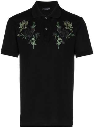 Alexander McQueen Rose Embroidered Polo Shirt