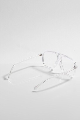 boohoo Clear Lens Chunky Aviator Style Sunglasses