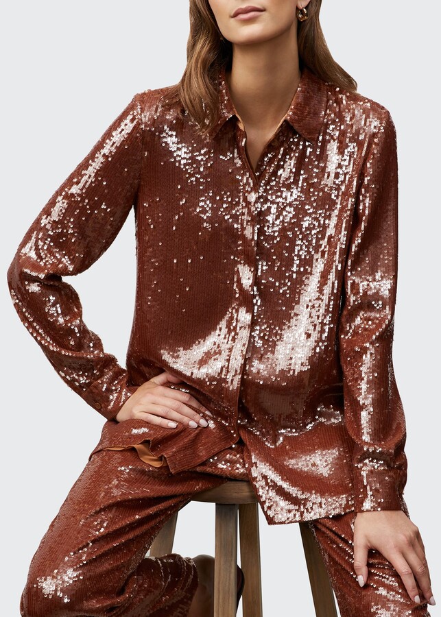 sequin button up shirt
