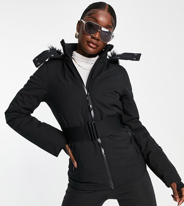 FIRERO Women Ski Wear Jacket Snowsuit Fur Collar Hooded Solid Down Jacket Parka Zipper One-Piece Ski Suit 
