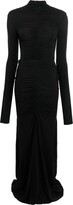 Garner long-sleeve ruched gown 