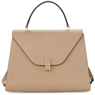 Valextra Iside Leather Top-Handle Bag, Taupe
