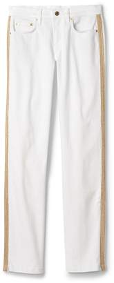 Gap Mid Rise Classic Straight Jeans in White with Metallic Detail
