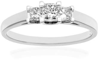 Trilogy Naava Women's 18 ct White Gold Four Claw J/I Certified Princess Cut 1 ct Diamonds Ring, Size K