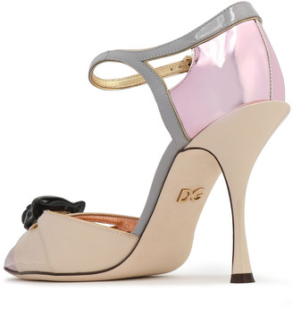 Dolce & Gabbana Embellished Color-block Patent And Mirrored-leather Pumps