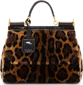 Thumbnail for your product : Dolce & Gabbana Leopard Print Plush Velvet Miss Sicily Bag