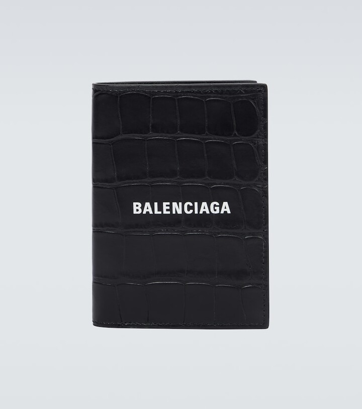 Balenciaga Cash Logo Leather Wallet - ShopStyle