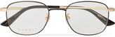 Thumbnail for your product : Gucci Square-Frame Gold-Tone Optical Glasses