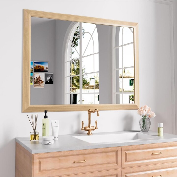Amorho Bathroom Mirror, 40" x 32" Inch Thick Metal Framed Wall Mirrors for Over Sink, Bedroom, Living Room, Entryway, Rectangle Wall-Mounted