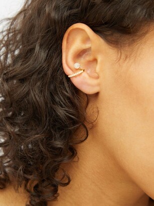 KatKim Crescendo Diamond, Pearl & 18kt Gold Ear Cuff - Yellow Gold