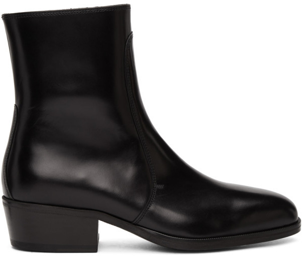 Lemaire Black Leather Zipped Boots - ShopStyle