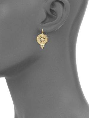 Temple St. Clair Mandala Diamond & 18K Yellow Gold Cutout Earrings