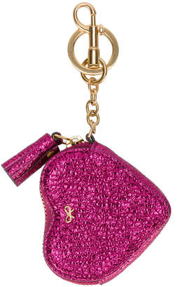 Anya Hindmarch Metallic Pink Leather Heart Coin Purse