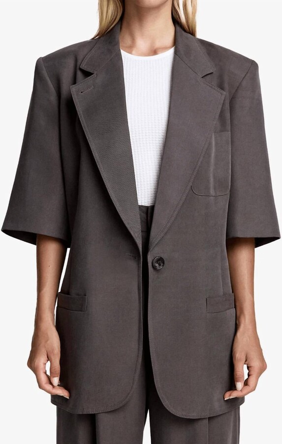 Smythe Short Sleeve Oversized Blazer In Mink