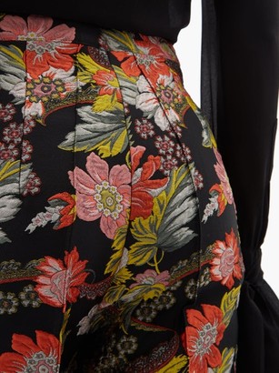Andrew Gn Kick-flare Floral-brocade Trousers - Black Multi