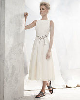 Thumbnail for your product : Brunello Cucinelli Sleeveless Midi Dress W/Monili-Trim Belt, Butter