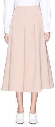 Co Pleated front crepe A-line midi skirt