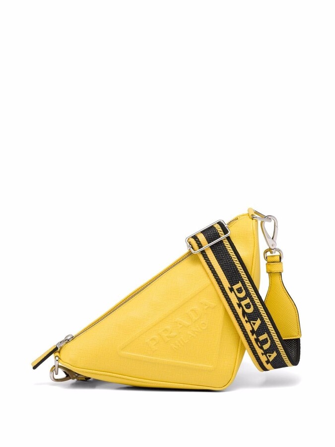 Sunny Yellow Prada Triangle Leather Shoulder Bag