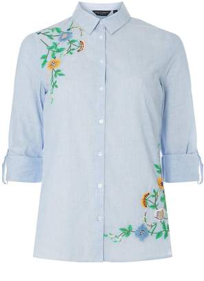 Dorothy Perkins Womens Blue Beaded Embroidered Shirt