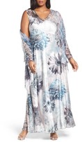 Thumbnail for your product : Komarov Plus Size Women's Lace-Up Back Long Dress With Shawl