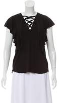 Thumbnail for your product : Ella Moss Ruffle-Accented Lace-Up Top w/ Tags Black Ruffle-Accented Lace-Up Top w/ Tags