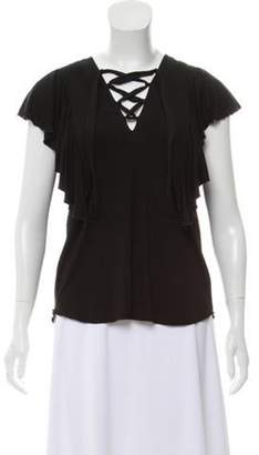 Ella Moss Ruffle-Accented Lace-Up Top w/ Tags Black Ruffle-Accented Lace-Up Top w/ Tags
