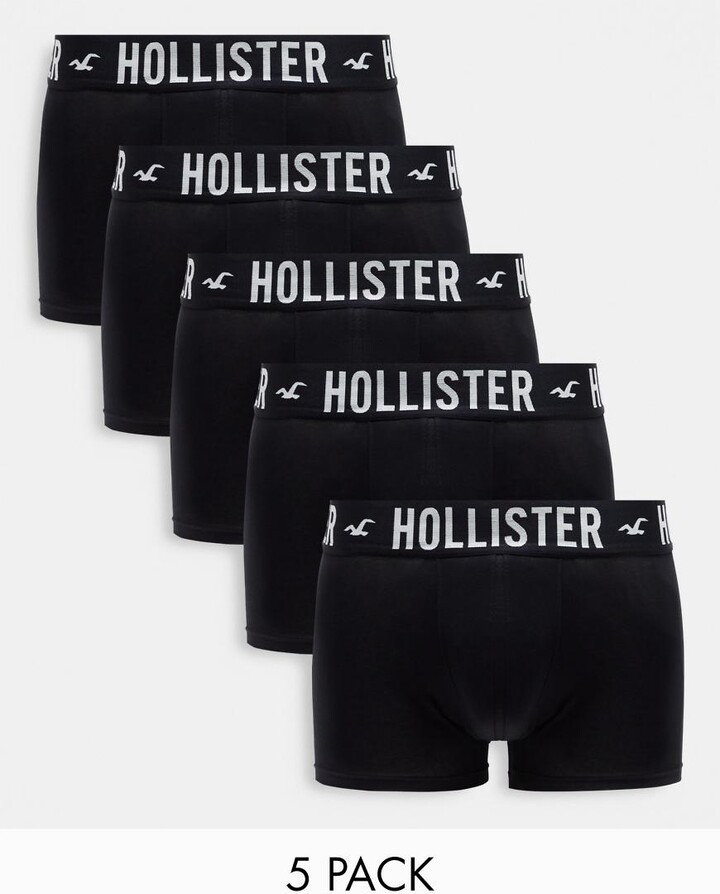 Hollister pack logo waistband trunks in black ShopStyle Boxers