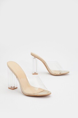 lucite heel mules