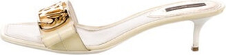 Louis Vuitton Raffia Chain-Link Accents Slides - Neutrals Sandals