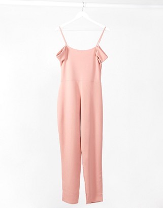 I SAW IT FIRST diamante strap skinny leg jumpsuit in pink