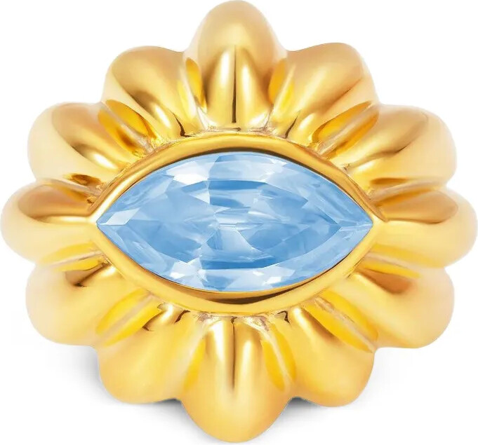 Nevernot 18k yellow gold Show And Tell blue topaz ring