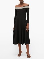 Thumbnail for your product : Norma Kamali Grace Studded Off-the-shoulder Jersey Dress - Black