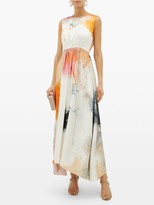 Thumbnail for your product : Roksanda Nysa Gathered Printed Silk-satin Dress - Orange