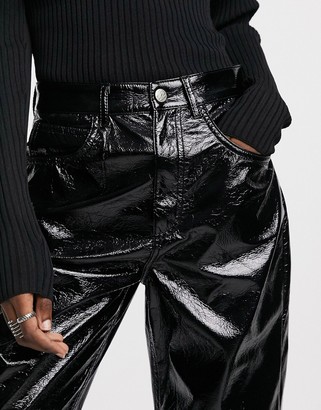 Reclaimed Vintage inspired The '91 mom jean in black patent faux leather