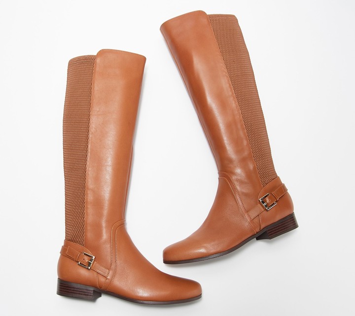 wide calf boots cognac