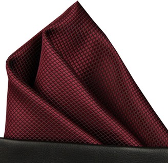 Efeel (T15) Burgundy Red Solid Check Plain Men Silk Formal Pocket Square Hanky Wedding Party Handkerchief