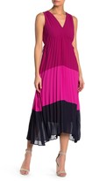 Thumbnail for your product : Taylor Pleated Colorblock High/Low Maxi Dress