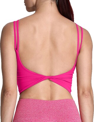 2PC Womens Cross Back Sport Bras Padded Strappy Cropped Bras For Yoga  Workout Fitness Low Impact Bras Womens Sports Bra Pack (Wine, M)