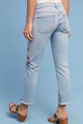 Anthropologie Pilcro Floral Embroidered Mid-Rise Jeans