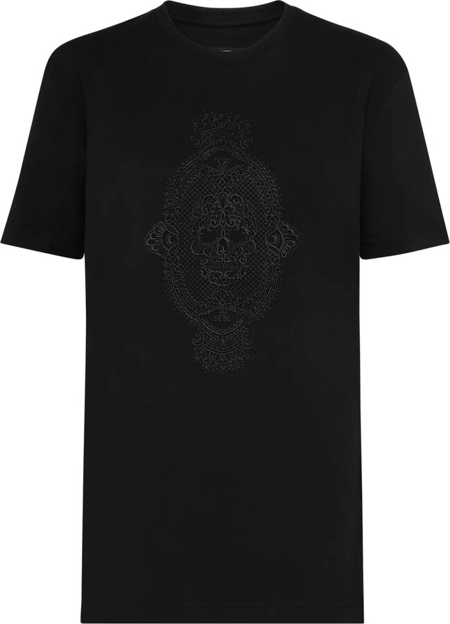 Philipp Plein skull-embroidered cotton T-shirt