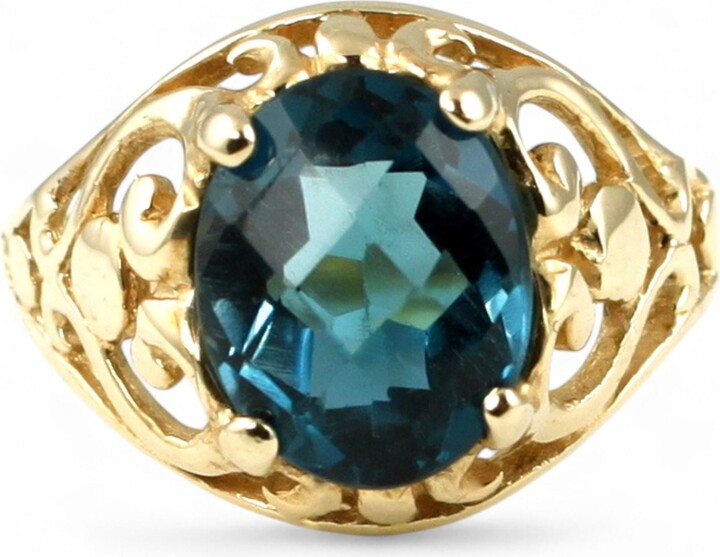 Etsy London Blue Topaz 14Ky Gold Ring R004