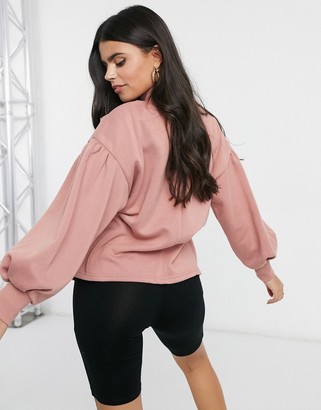 Vero Moda Petite sweat with high neck in pink